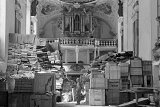 An American 3rd Army soldier inspects German loot stored, found at the Schloßkirche in the south German town Ellingen, April 24, 1945